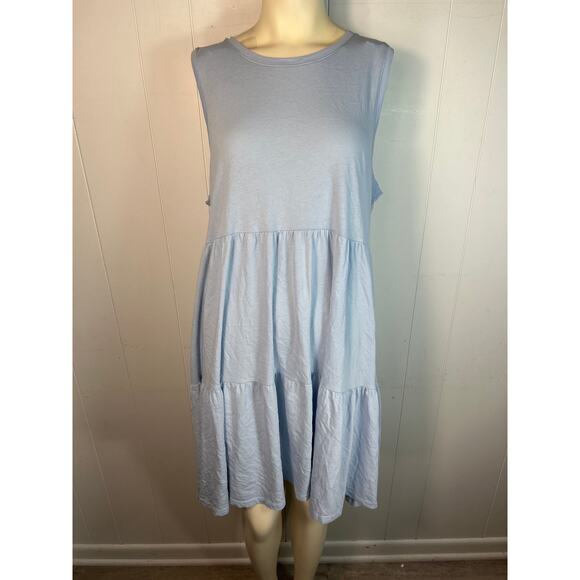 J.Crew Dresses & Skirts - J.Crew Sleeveless Knit Tiered A-Line Mini Dress in Artic Blue. Size L. NWT